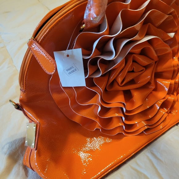 Orange Ruffled Women's Handbag - Picture 9 of 16
